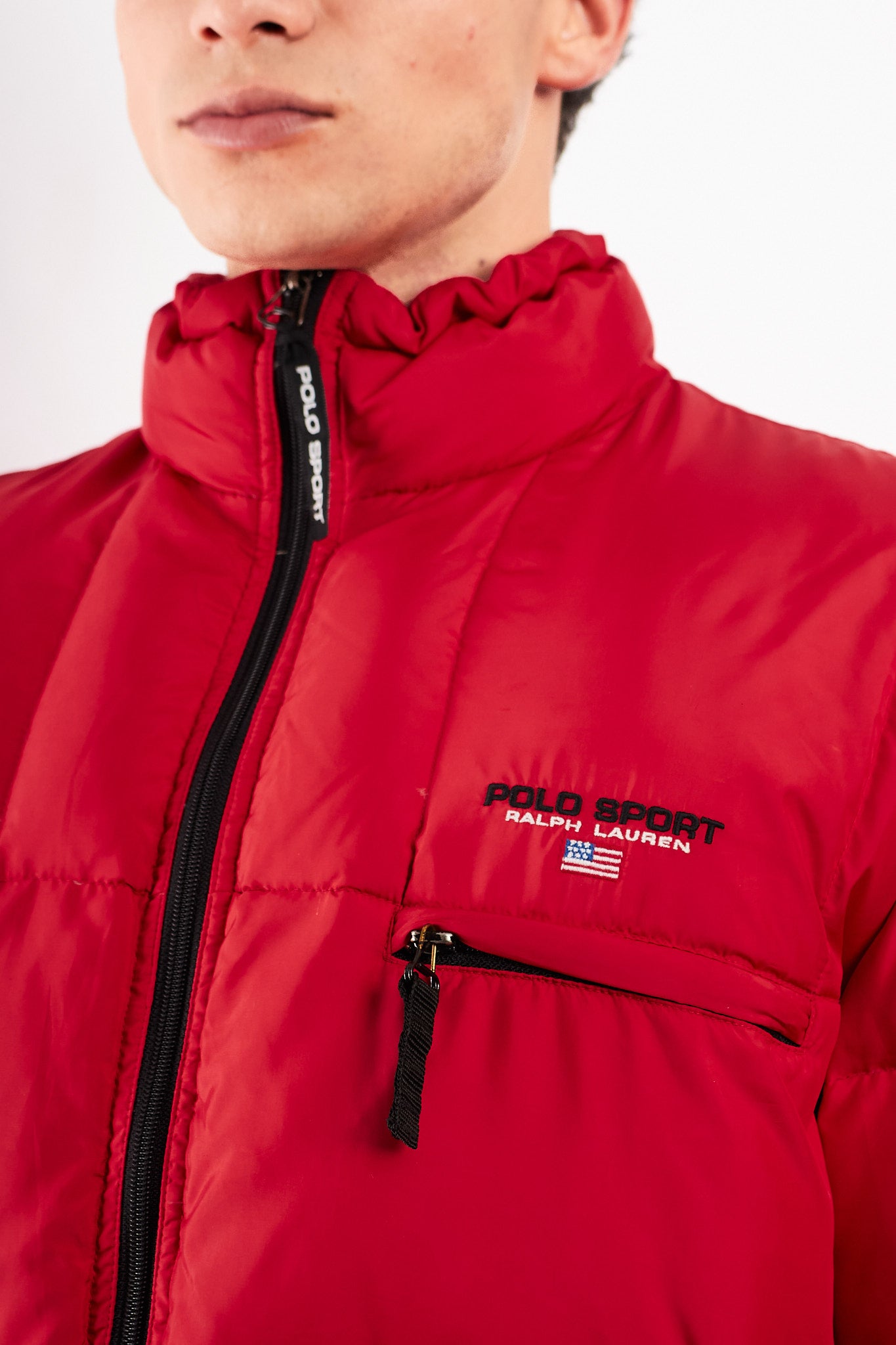 2000 Vintage Polo Sport RL Rust Red Impermeable Down Puffer Jacket (L/XL)