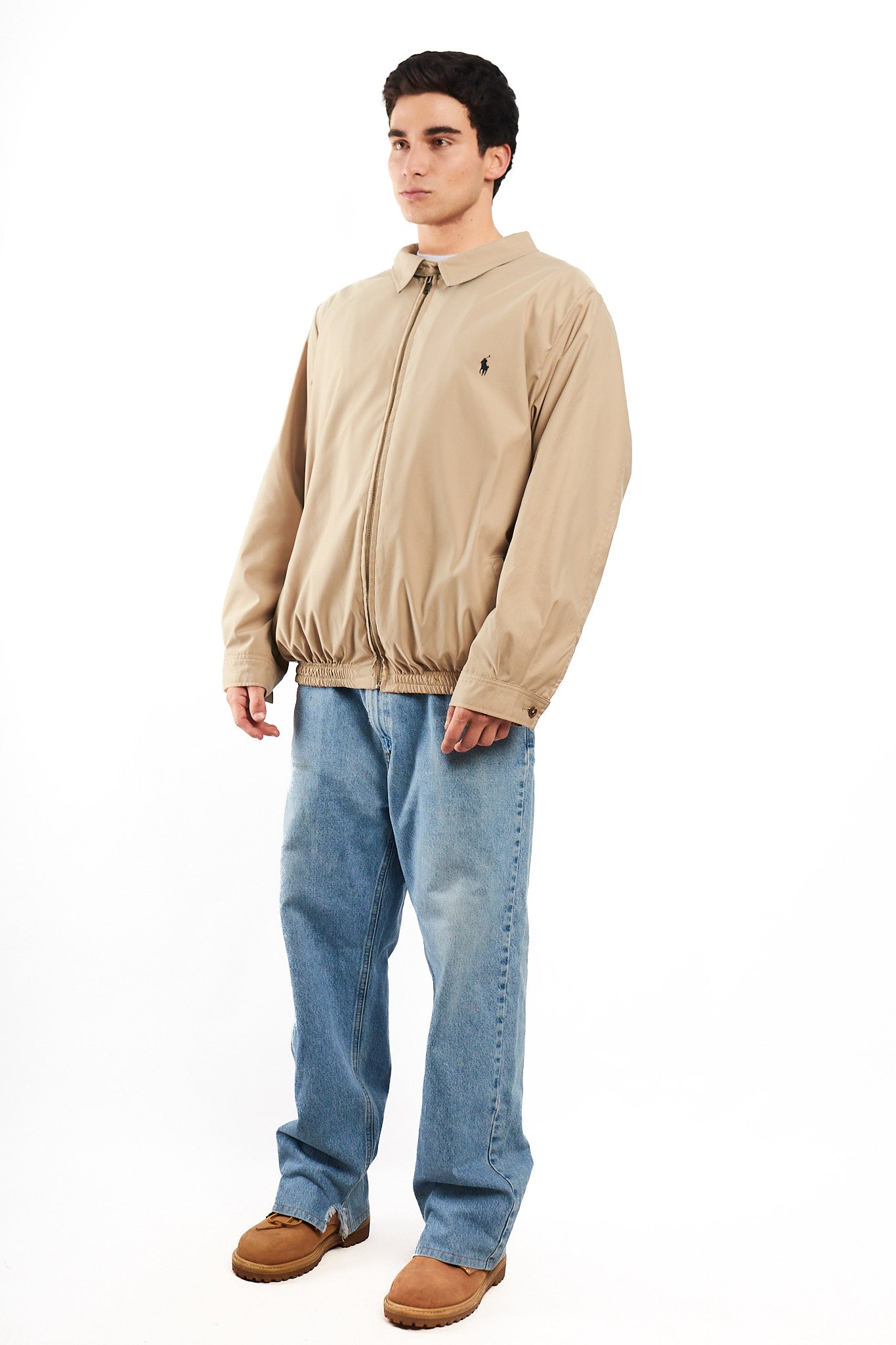 2000 Vintage Polo Ralph Lauren Khakhi bi-swing Impermeable Harrington (L/XL)