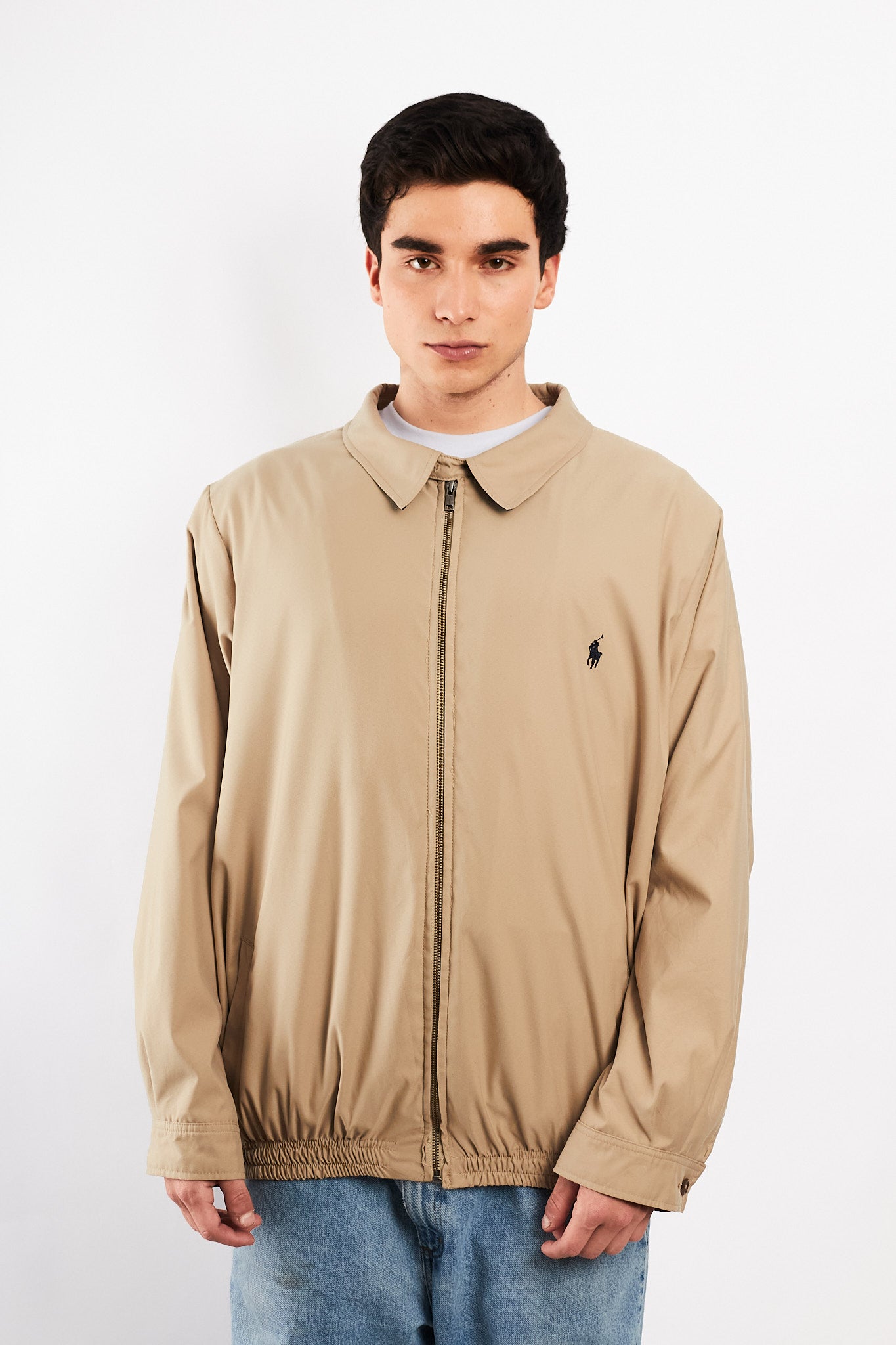 2000 Vintage Polo Ralph Lauren Khakhi bi-swing Impermeable Harrington (L/XL)