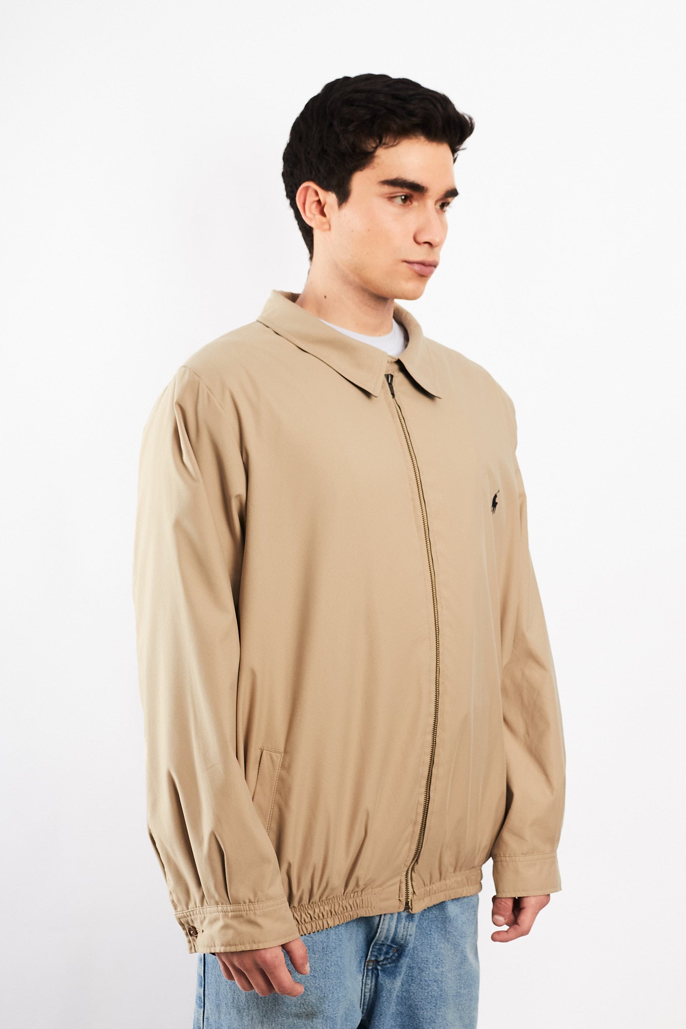 2000 Vintage Polo Ralph Lauren Khakhi bi-swing Impermeable Harrington (L/XL)