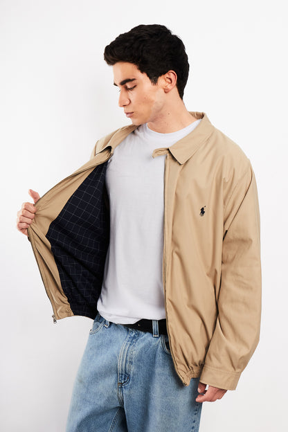 2000 Vintage Polo Ralph Lauren Khakhi bi-swing Impermeable Harrington (L/XL)
