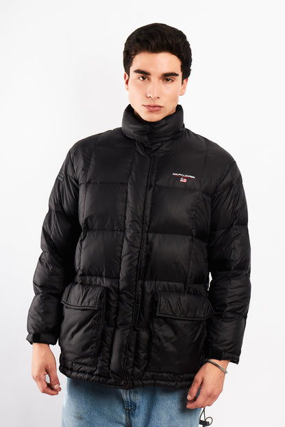 2000 Vintage Polo Spor RL Black Impermeable Down Puffer Jacket (M)
