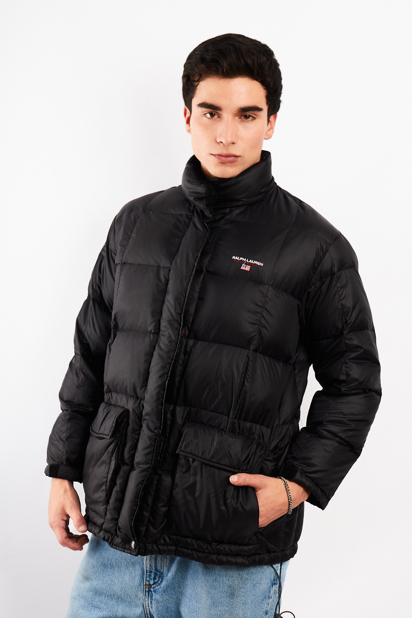 2000 Vintage Polo Spor RL Black Impermeable Down Puffer Jacket (M)