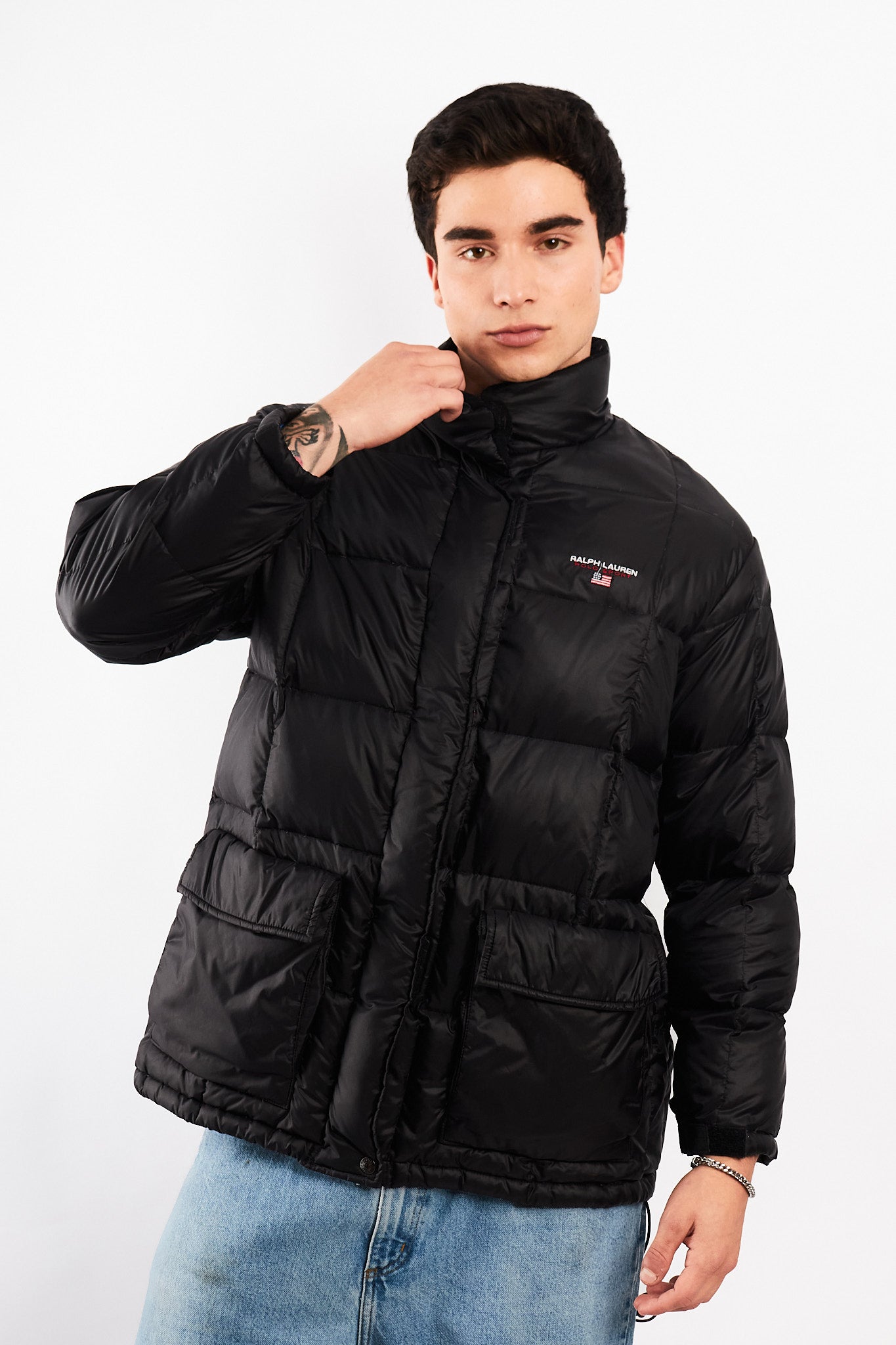2000 Vintage Polo Spor RL Black Impermeable Down Puffer Jacket (M)