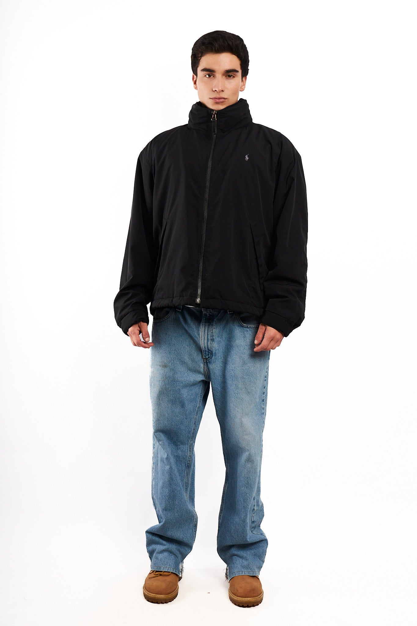2000 Vintage Polo Ralph Lauren Black Impermeable Bomber Jacket (L/XL)