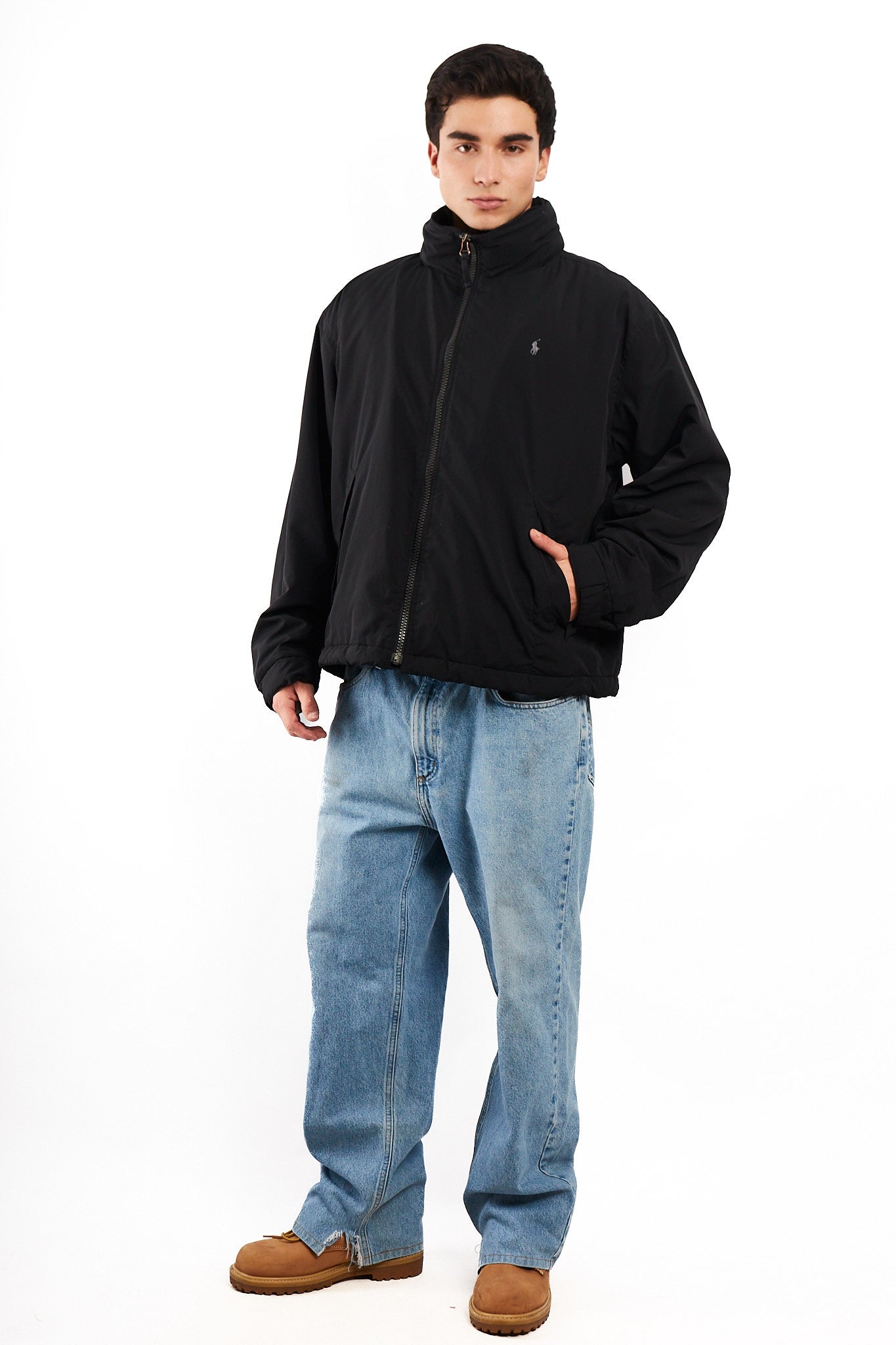 2000 Vintage Polo Ralph Lauren Black Impermeable Bomber Jacket (L/XL)