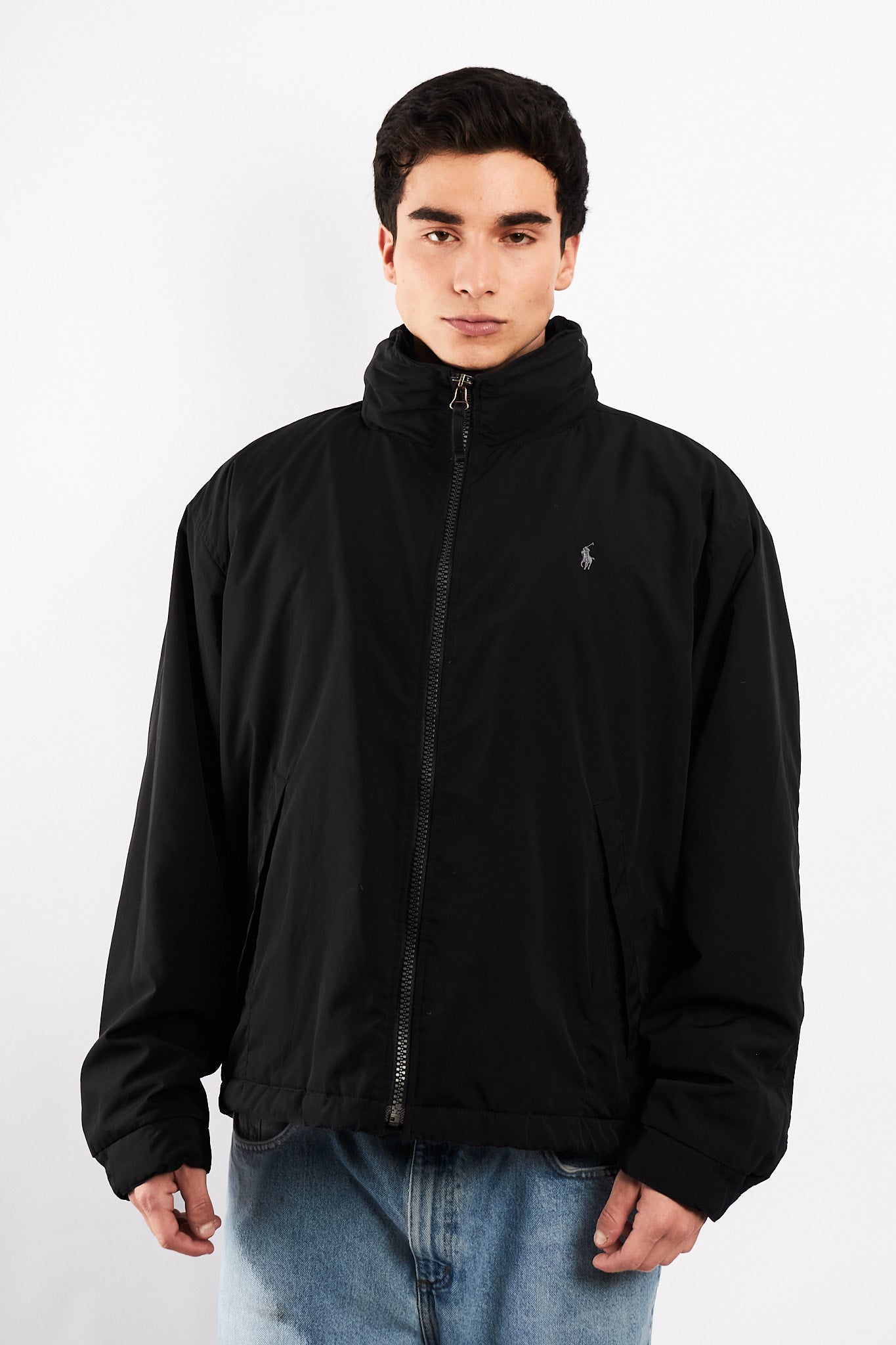 2000 Vintage Polo Ralph Lauren Black Impermeable Bomber Jacket (L/XL)