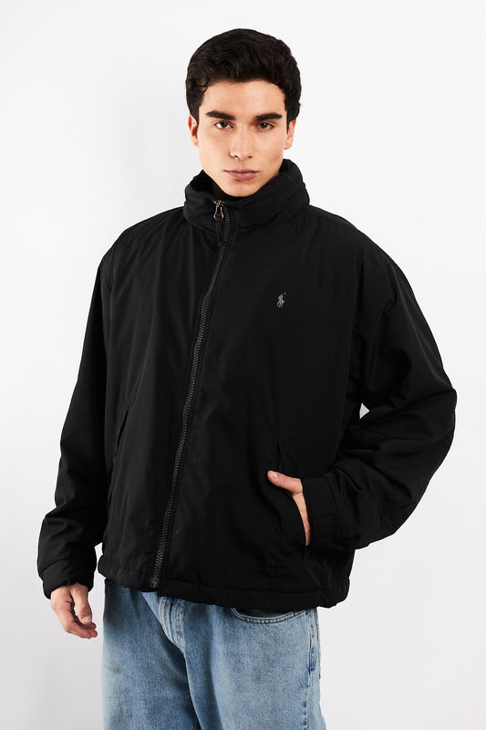 2000 Vintage Polo Ralph Lauren Black Impermeable Bomber Jacket (L/XL)