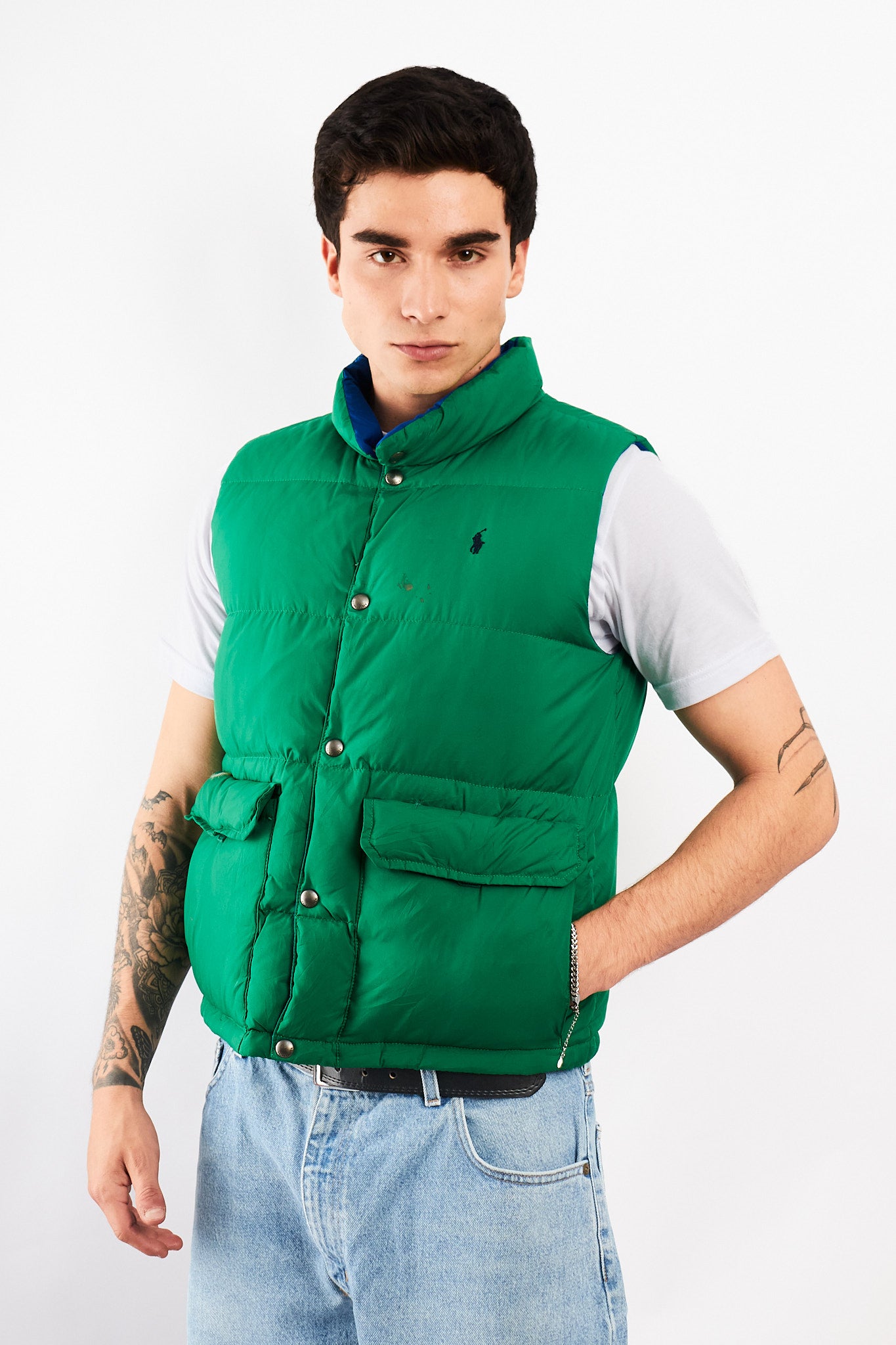 1990 Vintage Polo Ralph Lauren Reversible Down Puffer Vest (S/M)