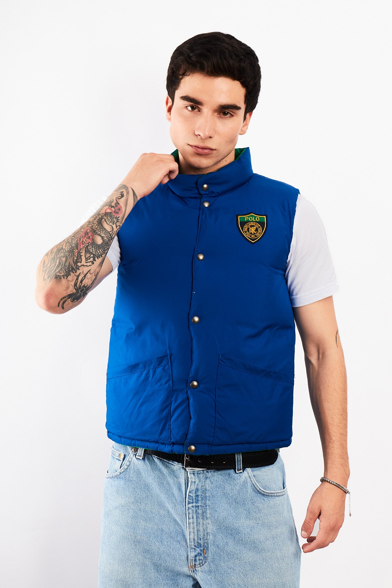 1990 Vintage Polo Ralph Lauren Reversible Down Puffer Vest (S/M)