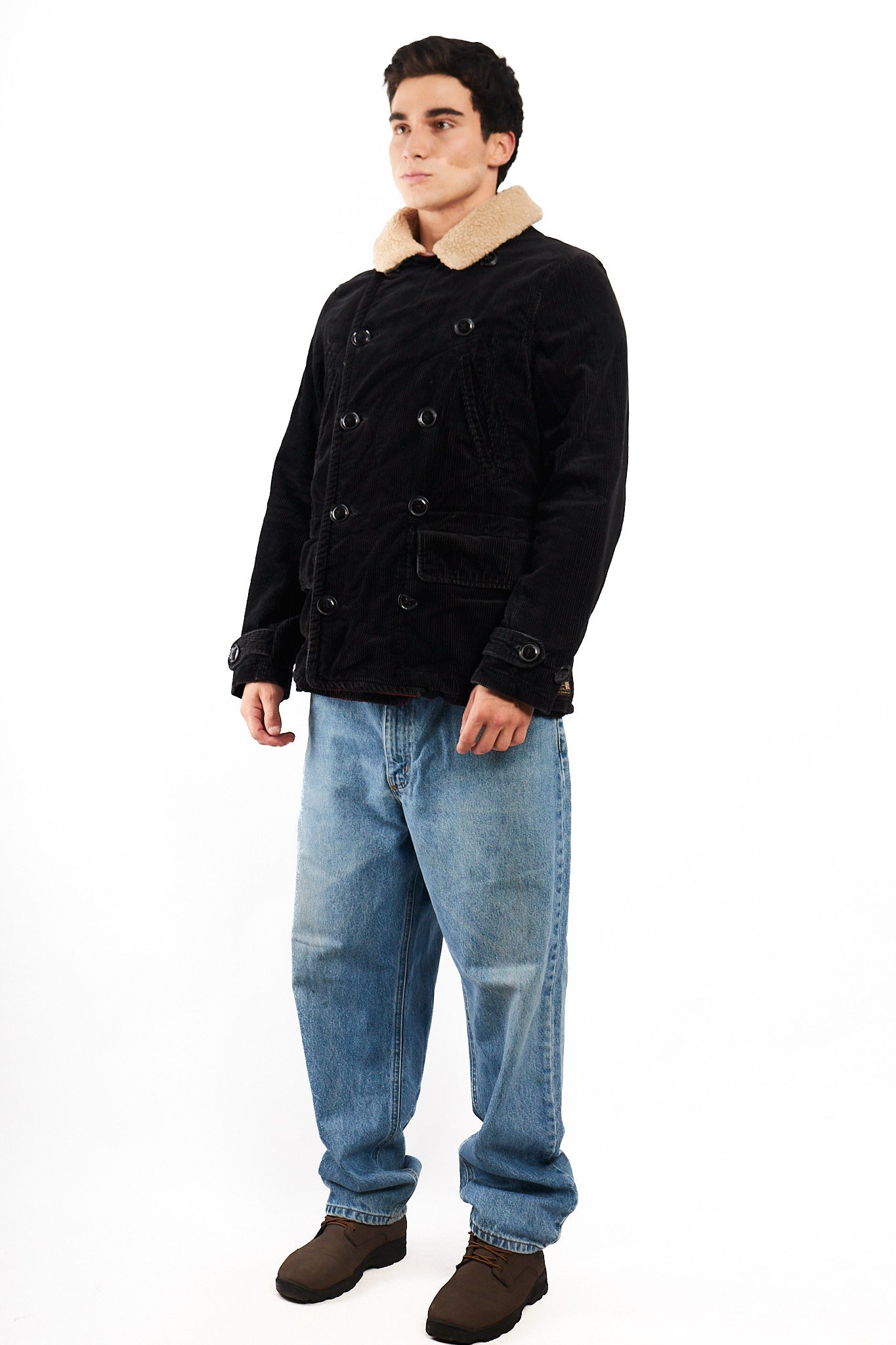 2000 Vintage Ralph Lauren Military Corduroy Sherpa Pea cot (M/L)