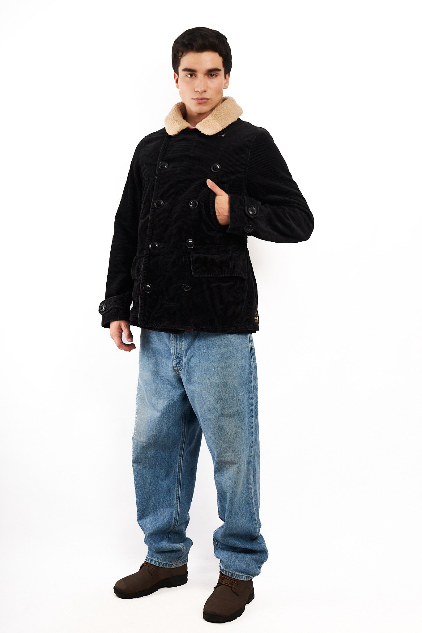 2000 Vintage Ralph Lauren Military Corduroy Sherpa Pea cot (M/L)