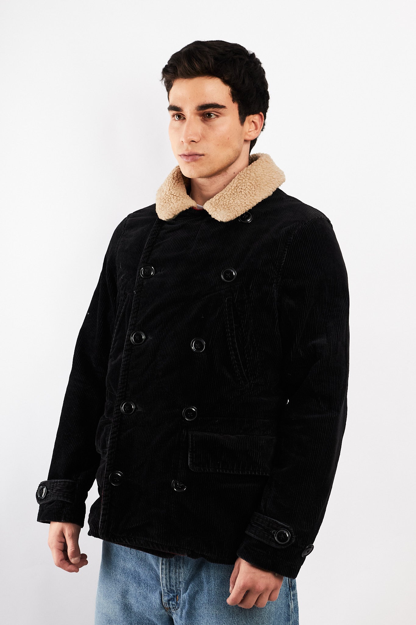 2000 Vintage Ralph Lauren Military Corduroy Sherpa Pea cot (M/L)