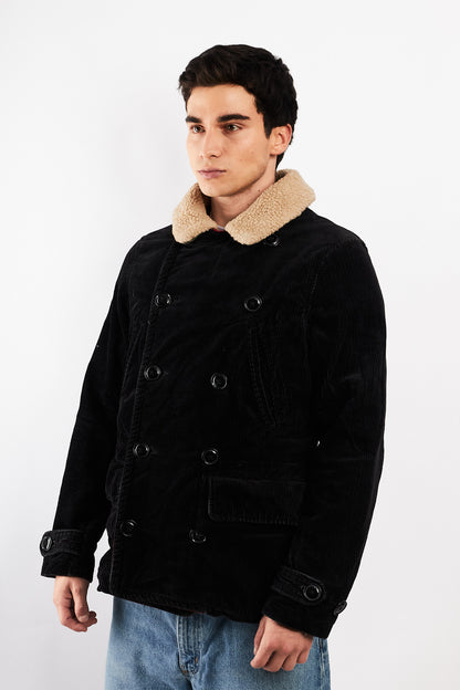 2000 Vintage Ralph Lauren Military Corduroy Sherpa Pea cot (M/L)