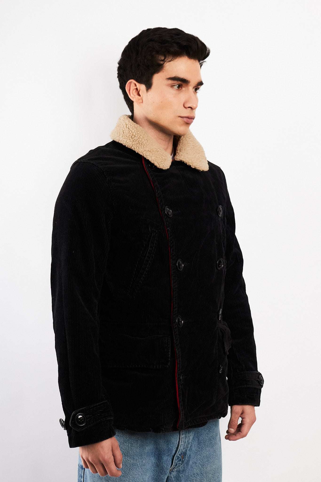 2000 Vintage Ralph Lauren Military Corduroy Sherpa Pea cot (M/L)
