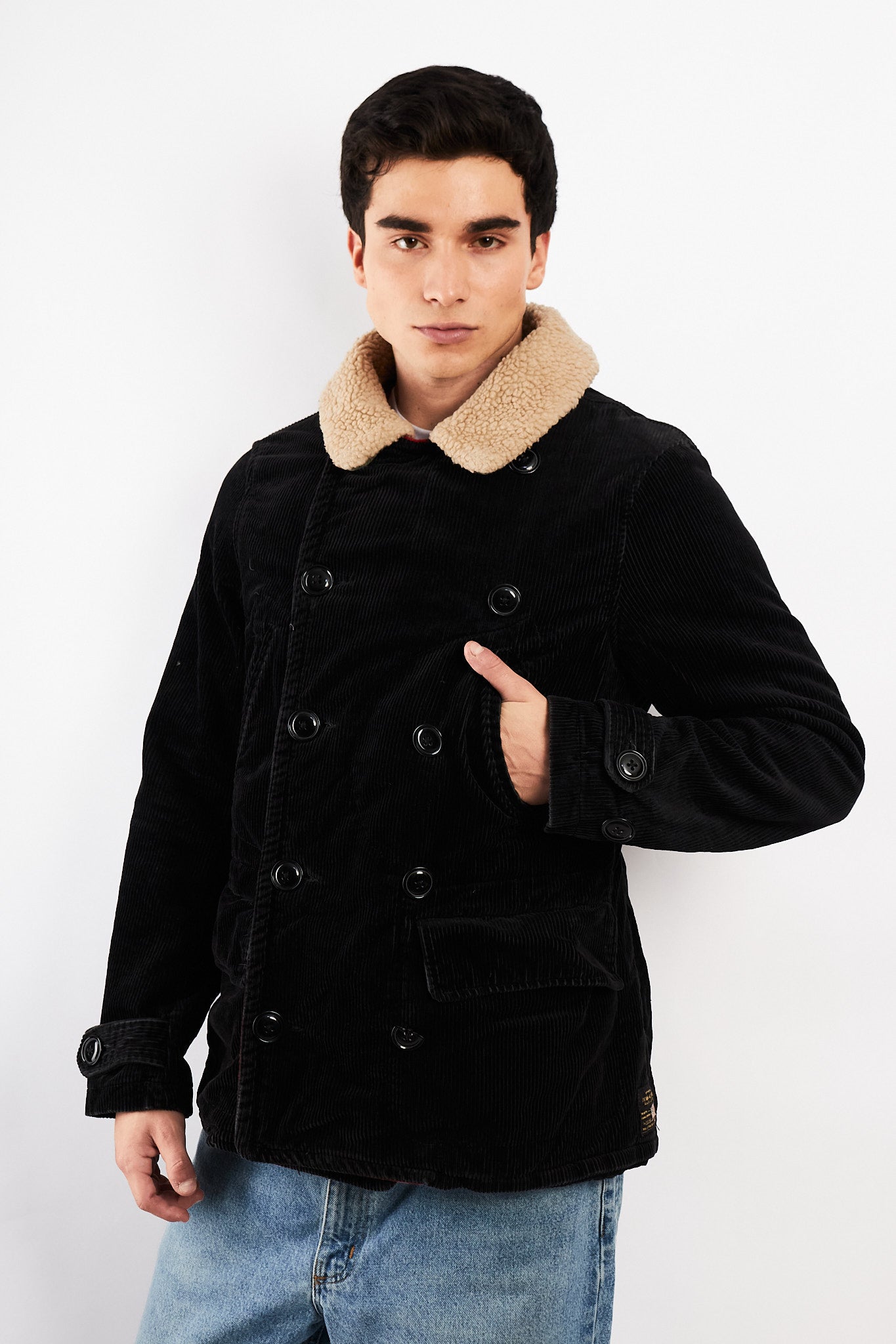 2000 Vintage Ralph Lauren Military Corduroy Sherpa Pea cot (M/L)