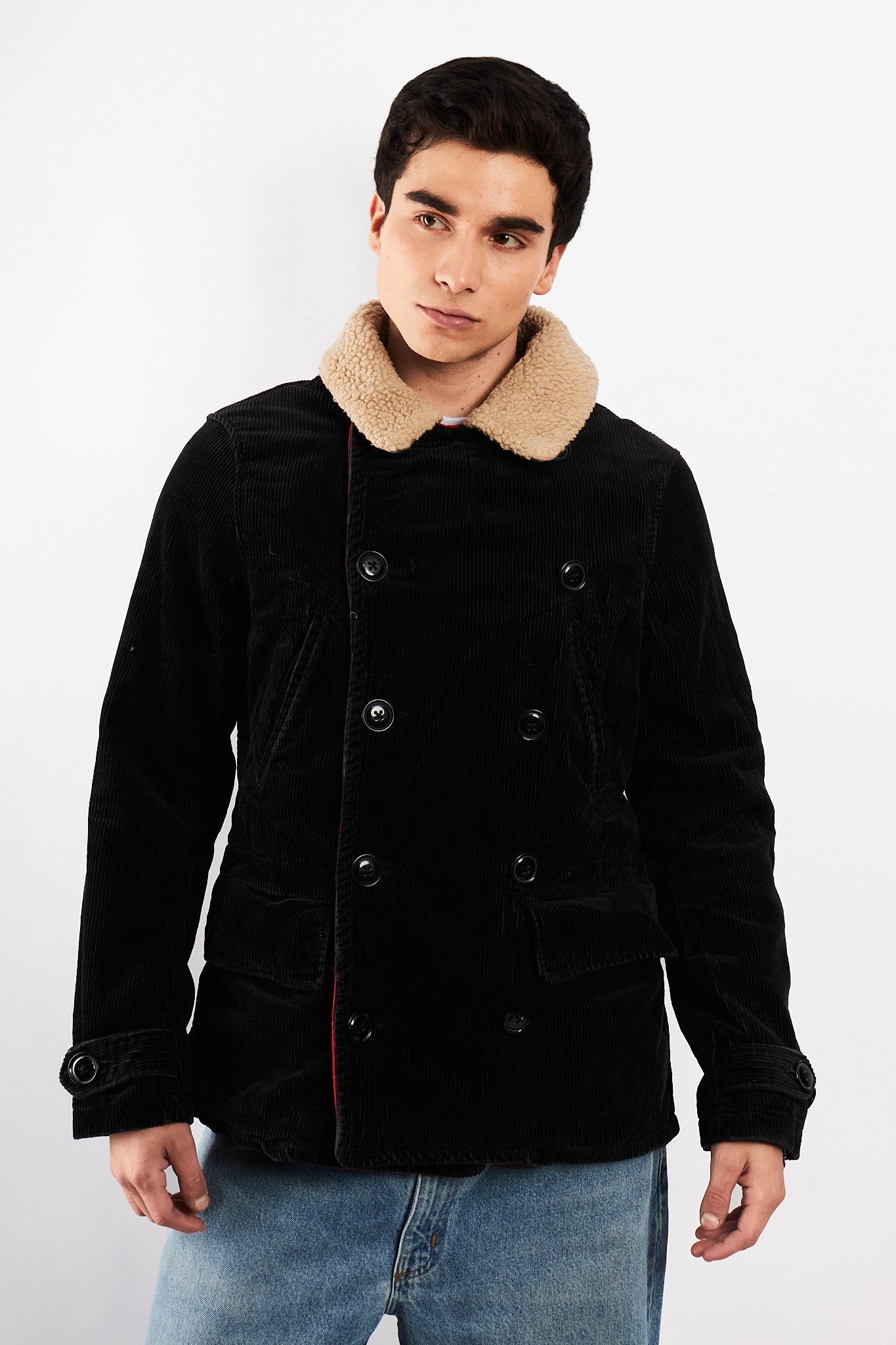 2000 Vintage Ralph Lauren Military Corduroy Sherpa Pea cot (M/L)