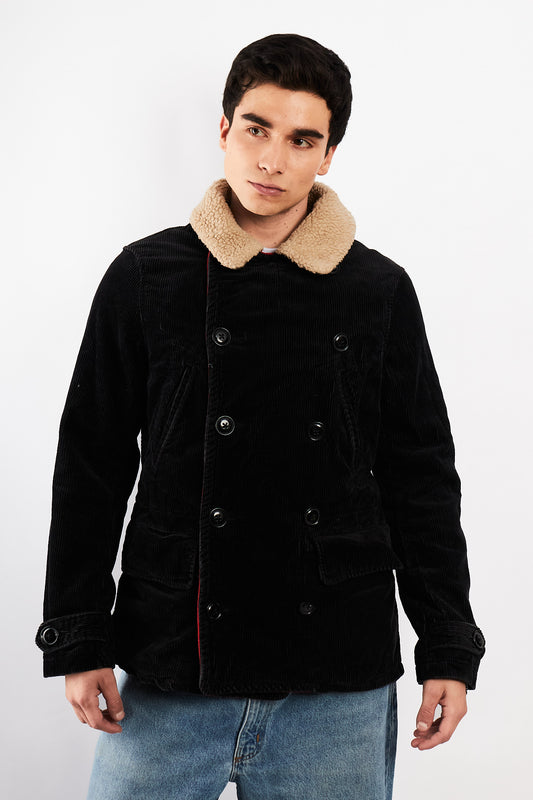 2000 Vintage Ralph Lauren Military Corduroy Sherpa Pea cot (M/L)