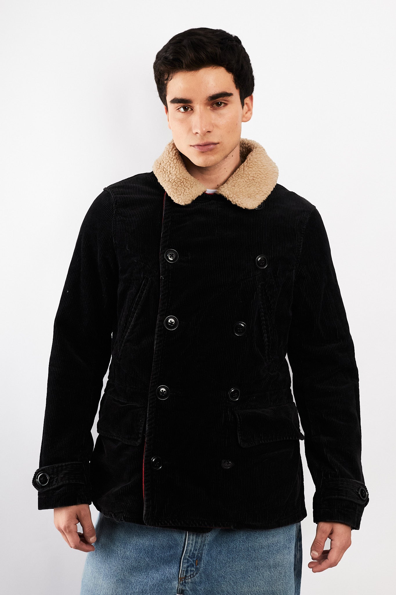 2000 Vintage Ralph Lauren Military Corduroy Sherpa Pea cot (M/L)