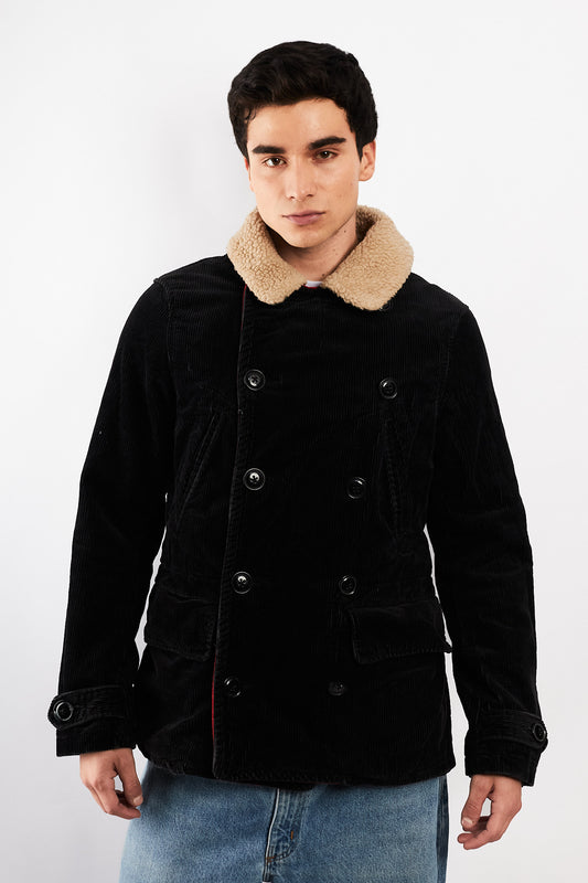 2000 Vintage Ralph Lauren Military Corduroy Sherpa Pea cot (M/L)