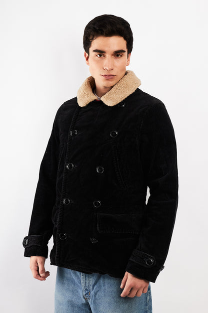 2000 Vintage Ralph Lauren Military Corduroy Sherpa Pea cot (M/L)