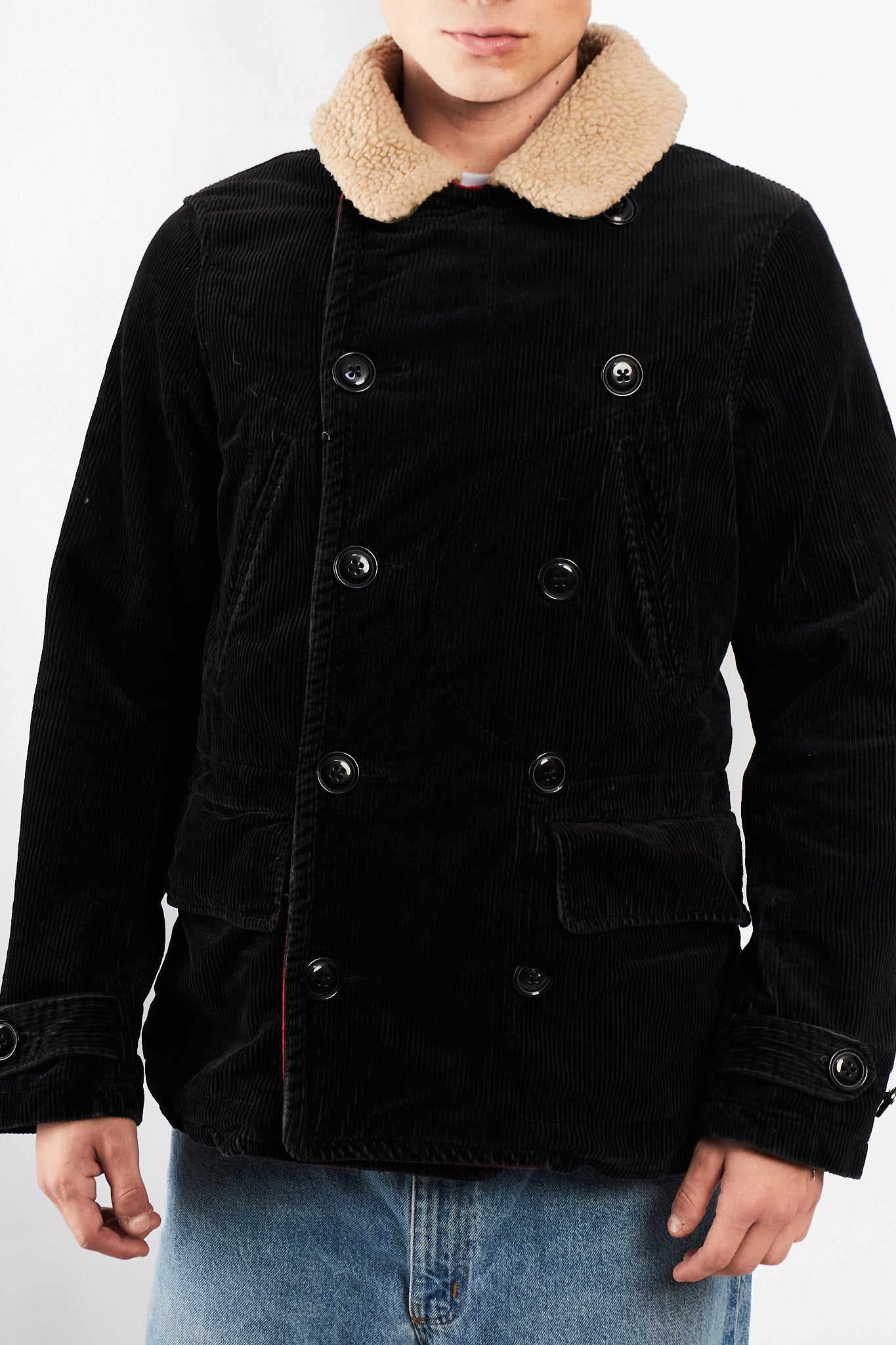 2000 Vintage Ralph Lauren Military Corduroy Sherpa Pea cot (M/L)