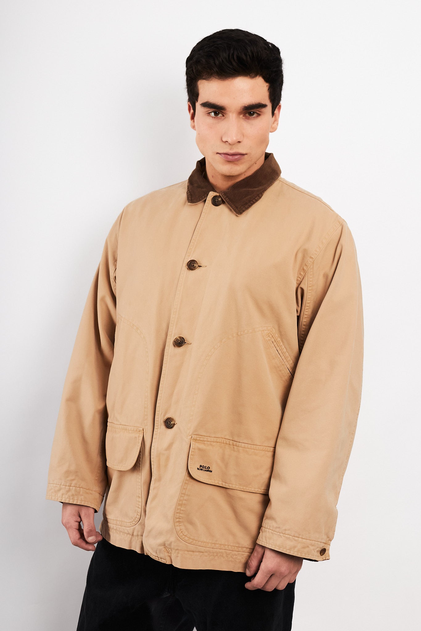 2000s Vintage Polo Ralph Lauren Cordroy Collar Michigan Chore Coat (M/L)