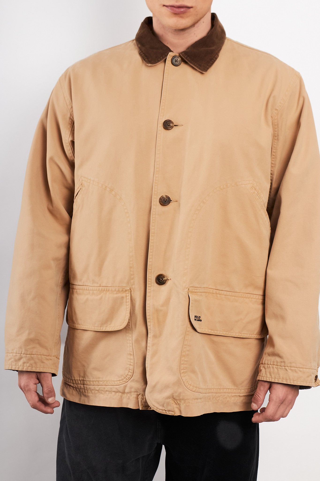 2000s Vintage Polo Ralph Lauren Cordroy Collar Michigan Chore Coat (M/L)