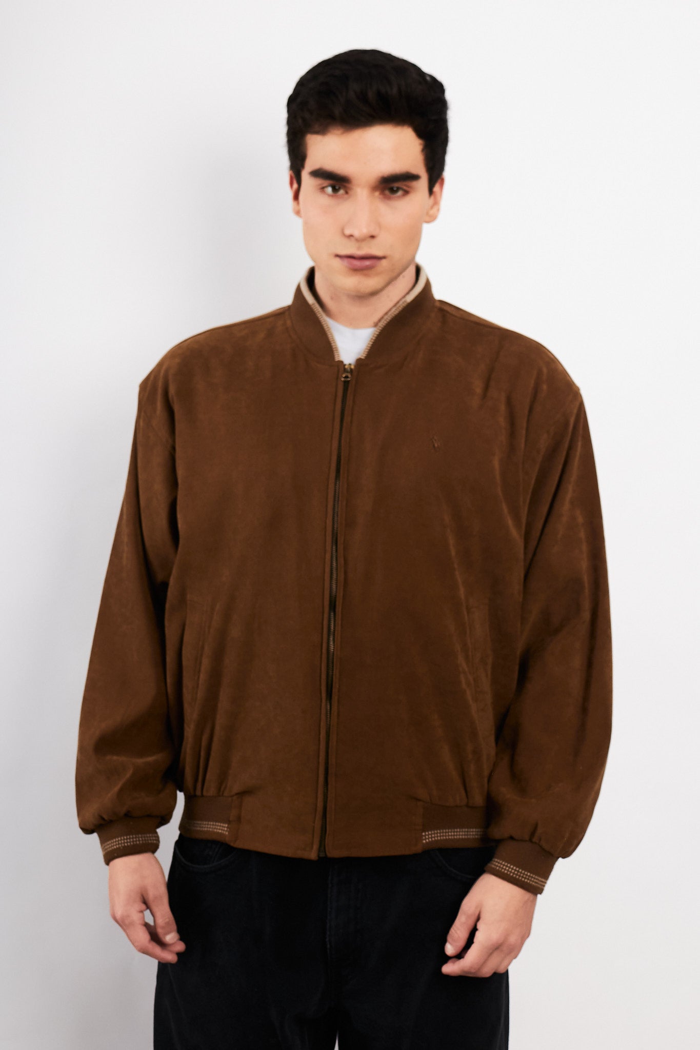 1990 Vintage Polo Ralph Lauren Tobacco Peachsin Bomber Jacket (M/L)