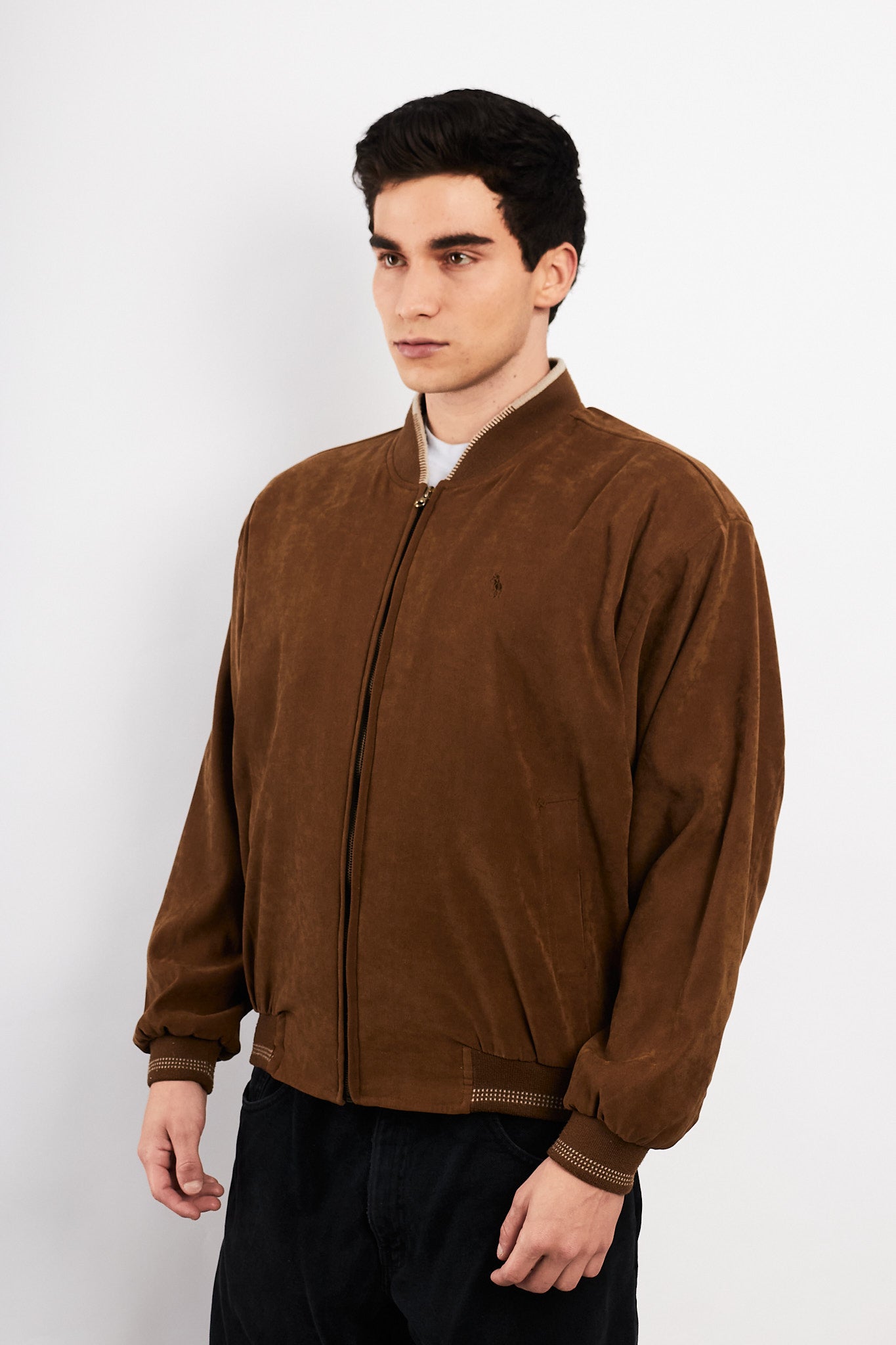 1990 Vintage Polo Ralph Lauren Tobacco Peachsin Bomber Jacket (M/L)