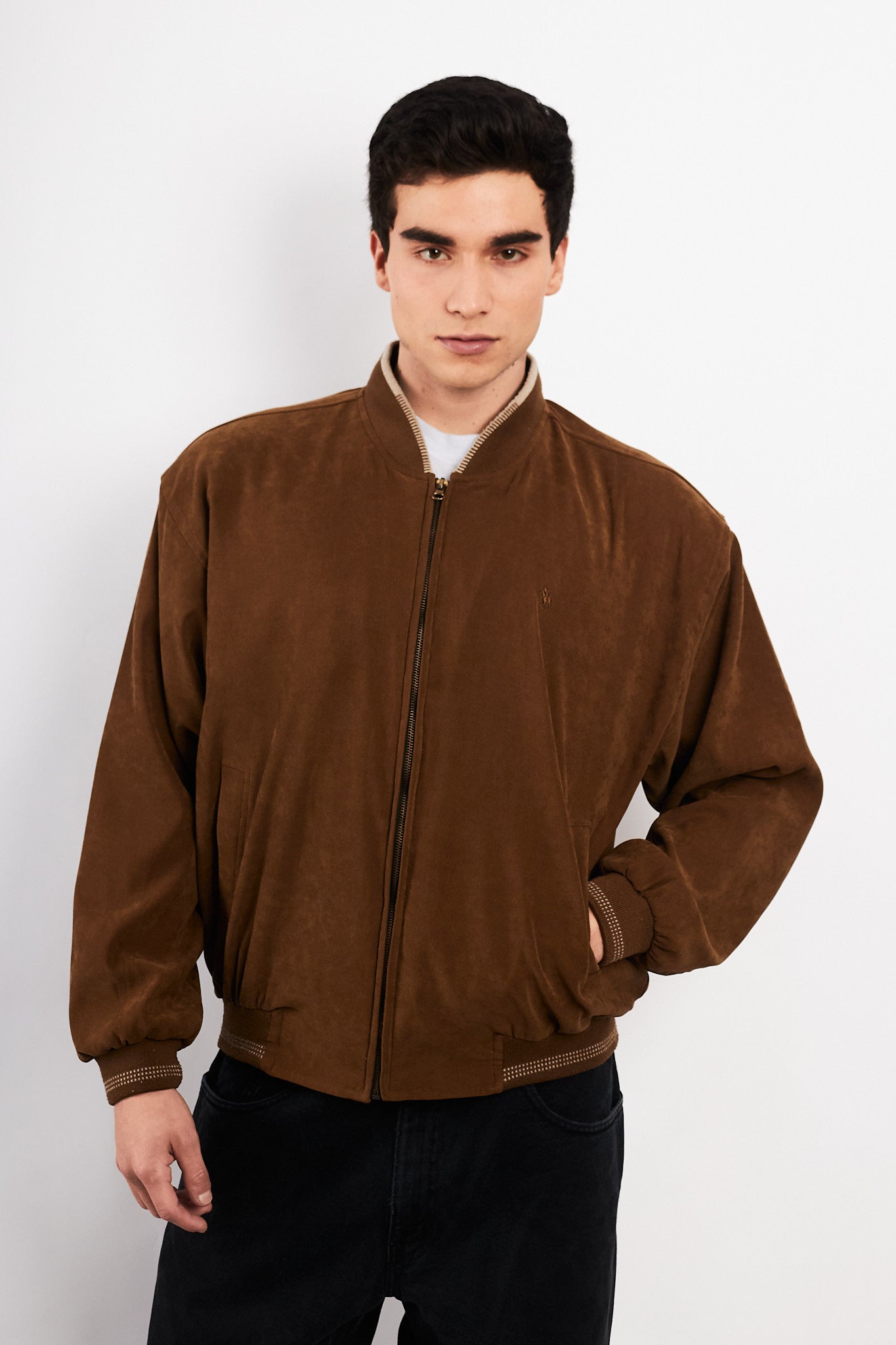 1990 Vintage Polo Ralph Lauren Tobacco Peachsin Bomber Jacket (M/L)