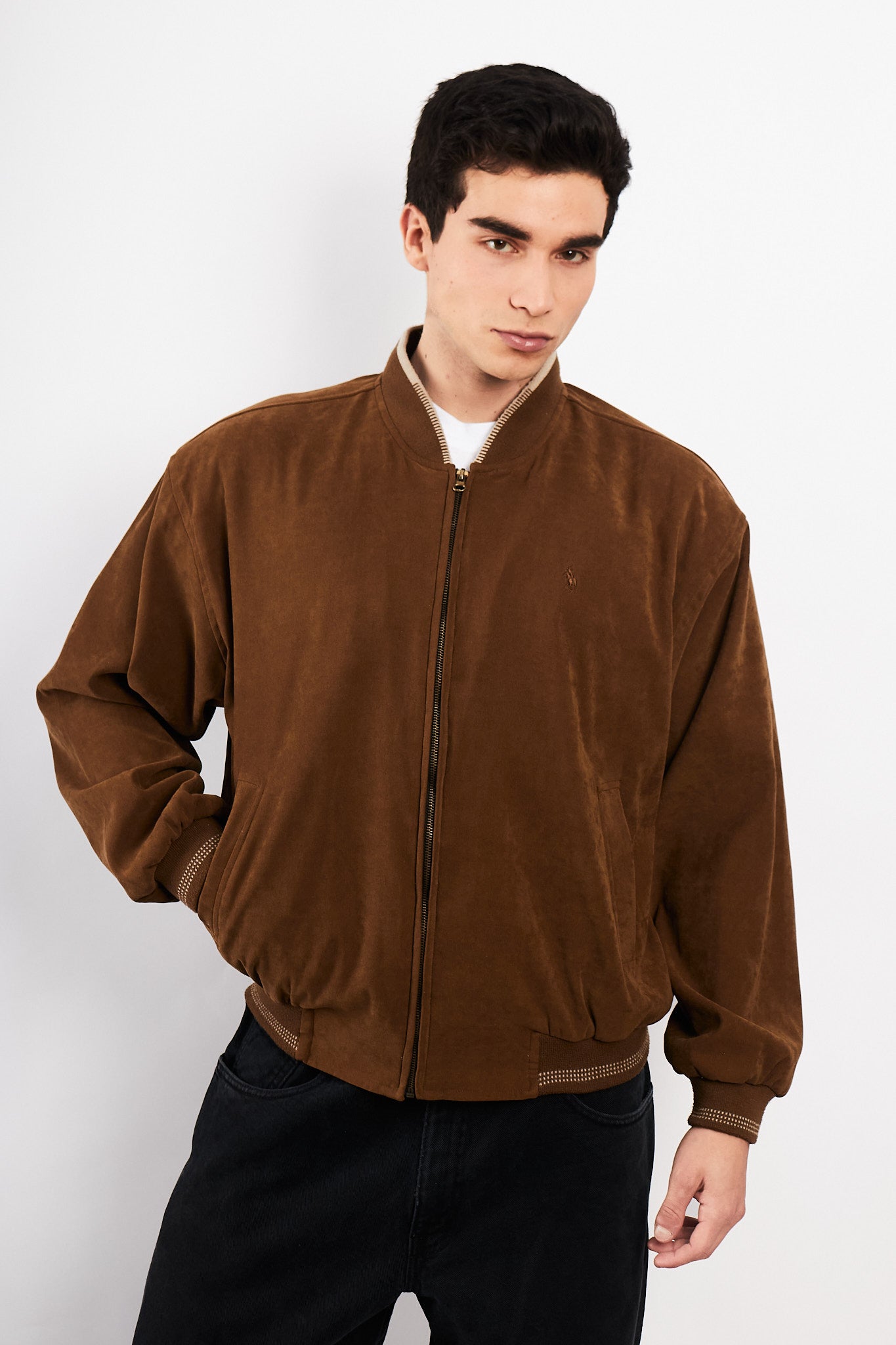 1990 Vintage Polo Ralph Lauren Tobacco Peachsin Bomber Jacket (M/L)