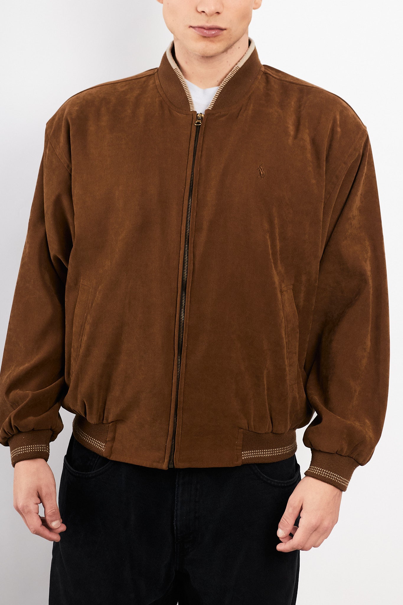 1990 Vintage Polo Ralph Lauren Tobacco Peachsin Bomber Jacket (M/L)