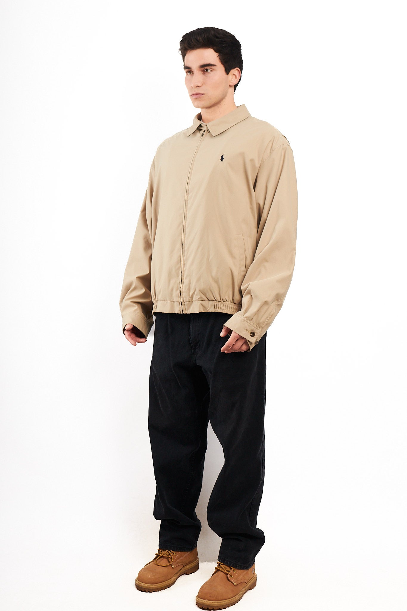 2000 Vintage Polo Ralph Lauren Khakhi Bi- Swing Impermeable Harrington (XL)