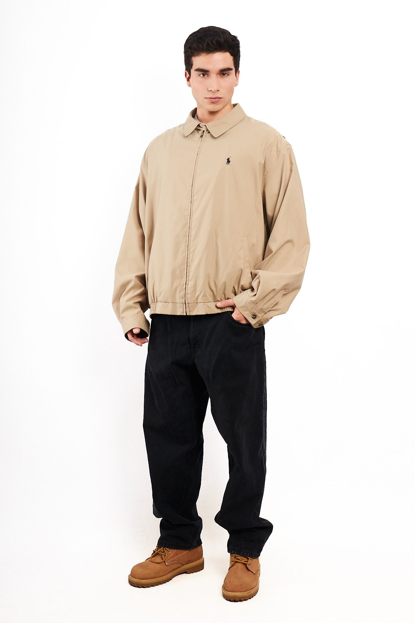 2000 Vintage Polo Ralph Lauren Khakhi Bi- Swing Impermeable Harrington (XL)