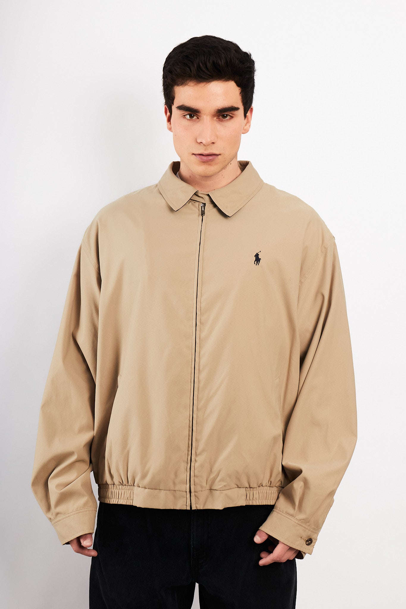 2000 Vintage Polo Ralph Lauren Khakhi Bi- Swing Impermeable Harrington (XL)
