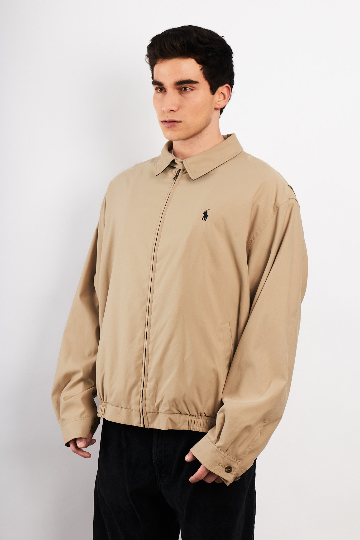 2000 Vintage Polo Ralph Lauren Khakhi Bi- Swing Impermeable Harrington (XL)
