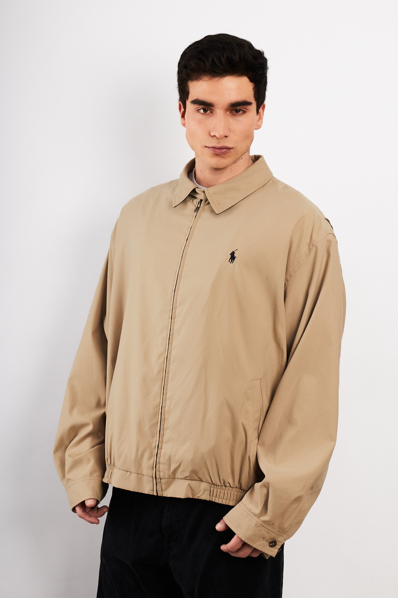 2000 Vintage Polo Ralph Lauren Khakhi Bi- Swing Impermeable Harrington (XL)
