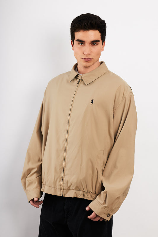 2000 Vintage Polo Ralph Lauren Khakhi Bi- Swing Impermeable Harrington (XL)