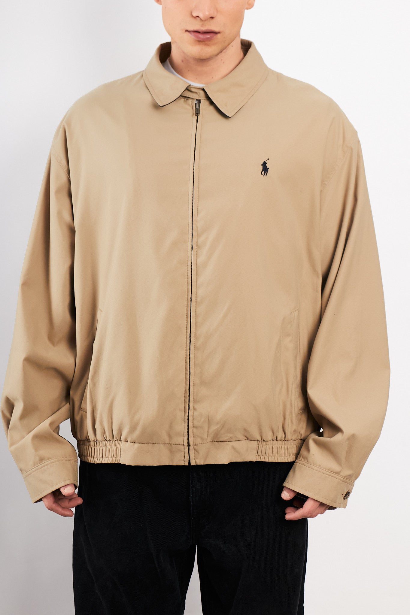 2000 Vintage Polo Ralph Lauren Khakhi Bi- Swing Impermeable Harrington (XL)