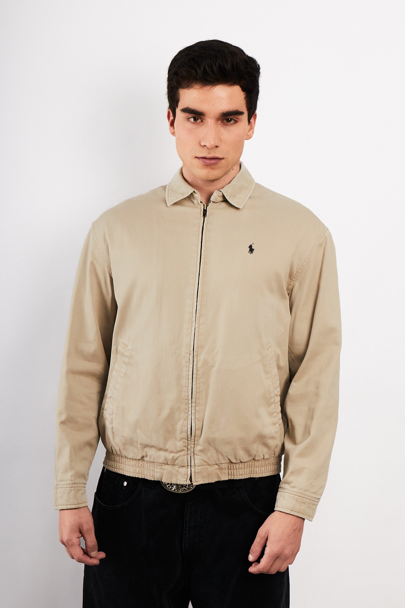 2000 Vintage Polo Ralph Lauren Lined Beige Harrington (S/M)