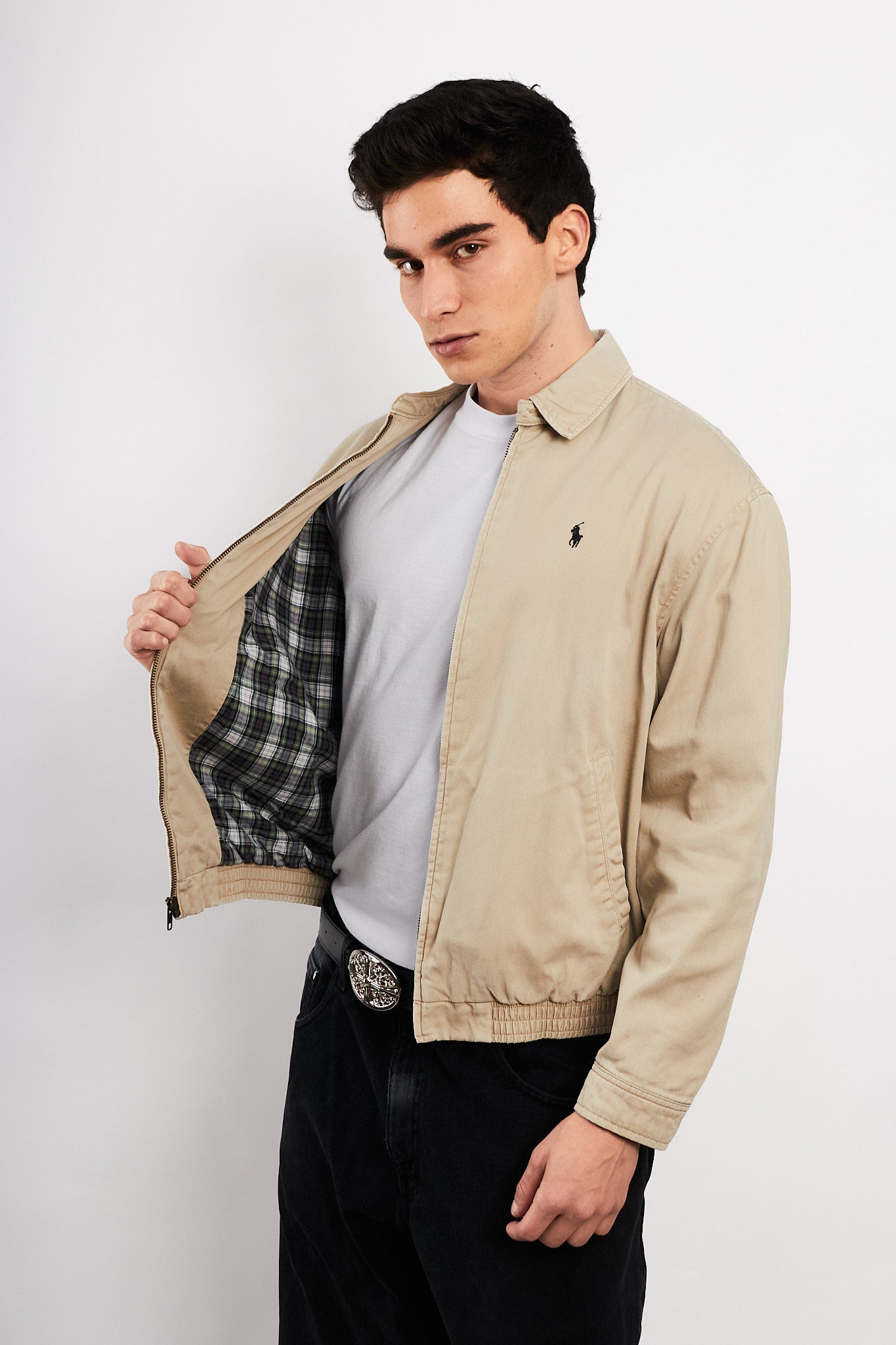 2000 Vintage Polo Ralph Lauren Lined Beige Harrington (S/M)