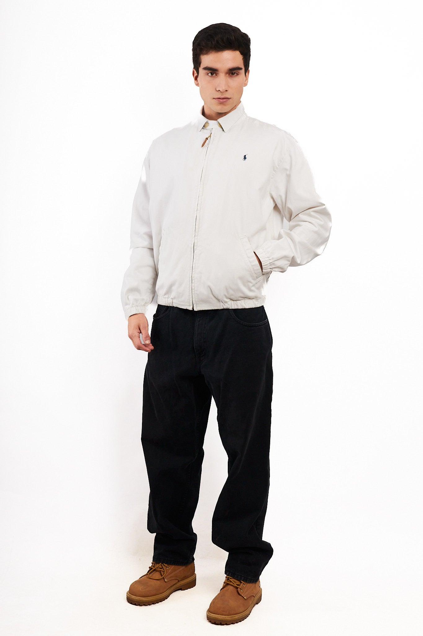 1990 Vintage Polo Ralph Lauren White Harrington (M)