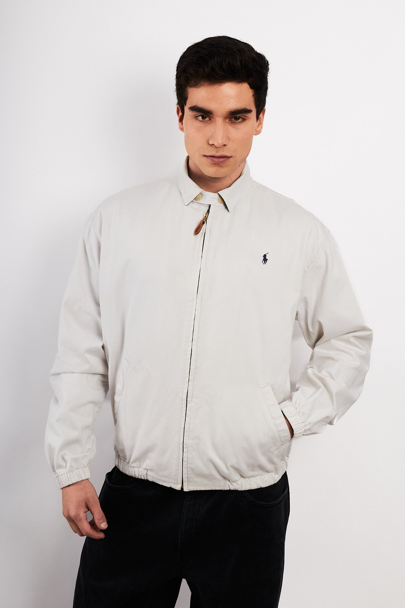 1990 Vintage Polo Ralph Lauren White Harrington (M)