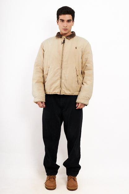1990 Vintage Polo Ralph Lauren Cordoroy Collar Padded Harrington (L/XL)