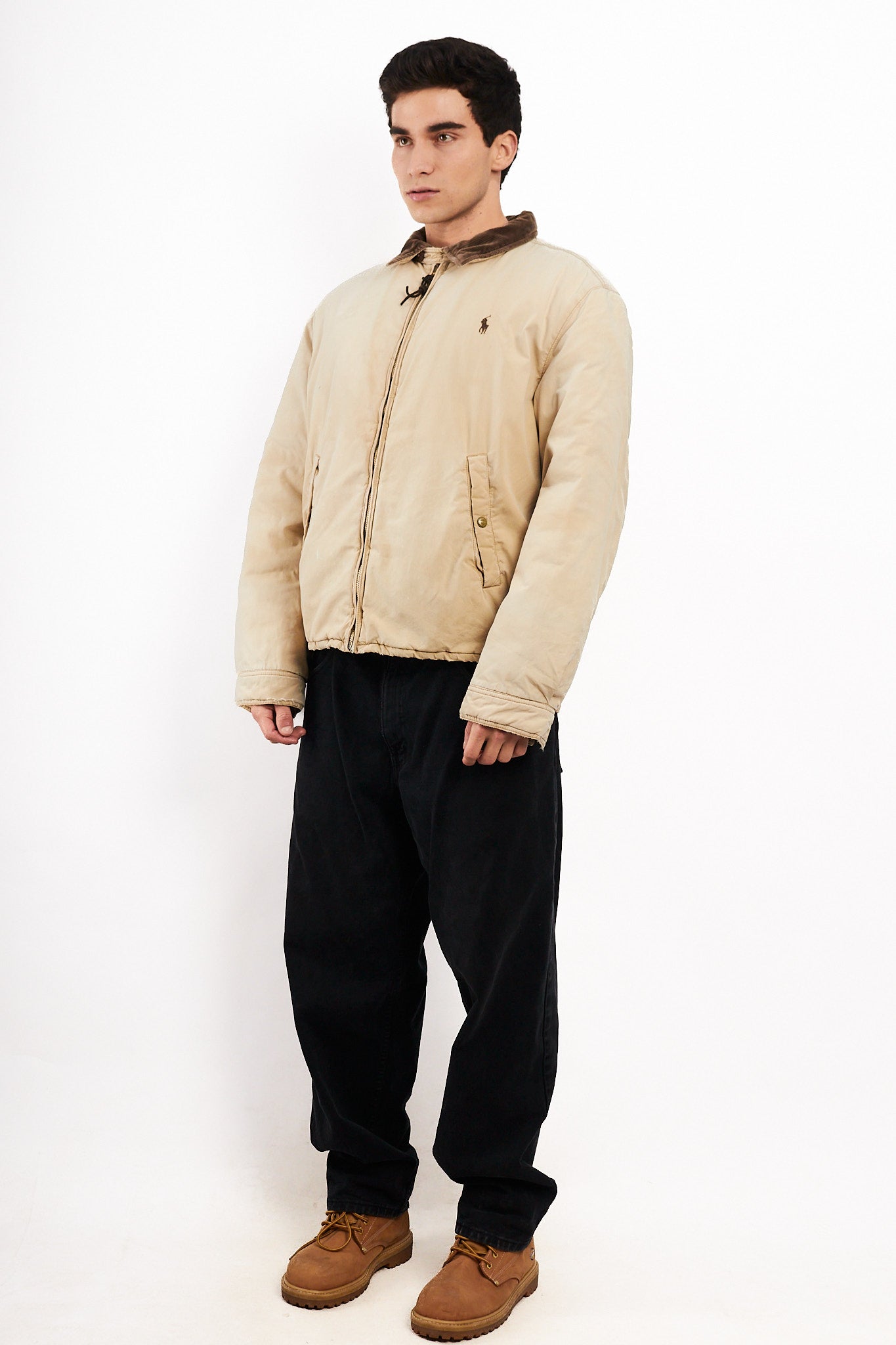 1990 Vintage Polo Ralph Lauren Cordoroy Collar Padded Harrington (L/XL)