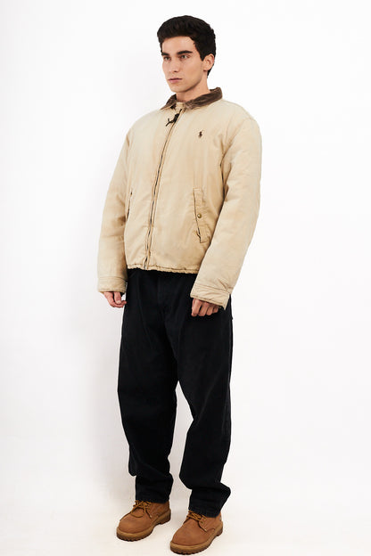 1990 Vintage Polo Ralph Lauren Cordoroy Collar Padded Harrington (L/XL)