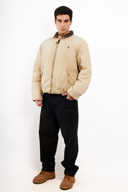 1990 Vintage Polo Ralph Lauren Cordoroy Collar Padded Harrington (L/XL)