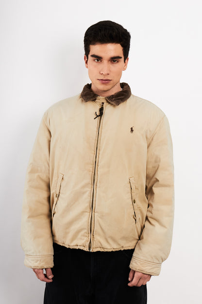 1990 Vintage Polo Ralph Lauren Cordoroy Collar Padded Harrington (L/XL)