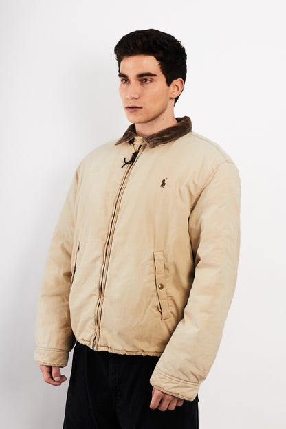 1990 Vintage Polo Ralph Lauren Cordoroy Collar Padded Harrington (L/XL)